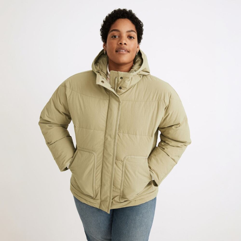 Madewell Holland Quilted Puffer Parka in Ash Green Size 1X
